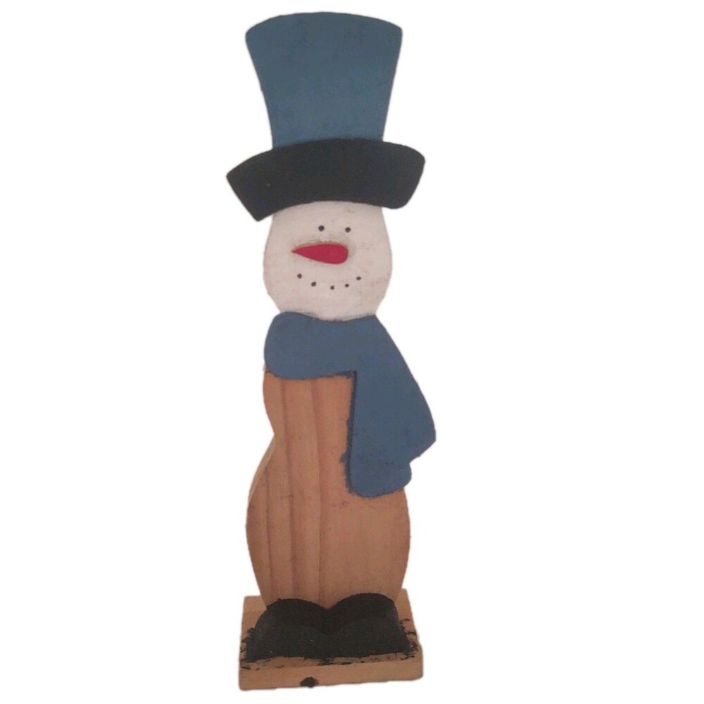 Vintage Wooden Snowman 8.5 Inches Christmas Decor